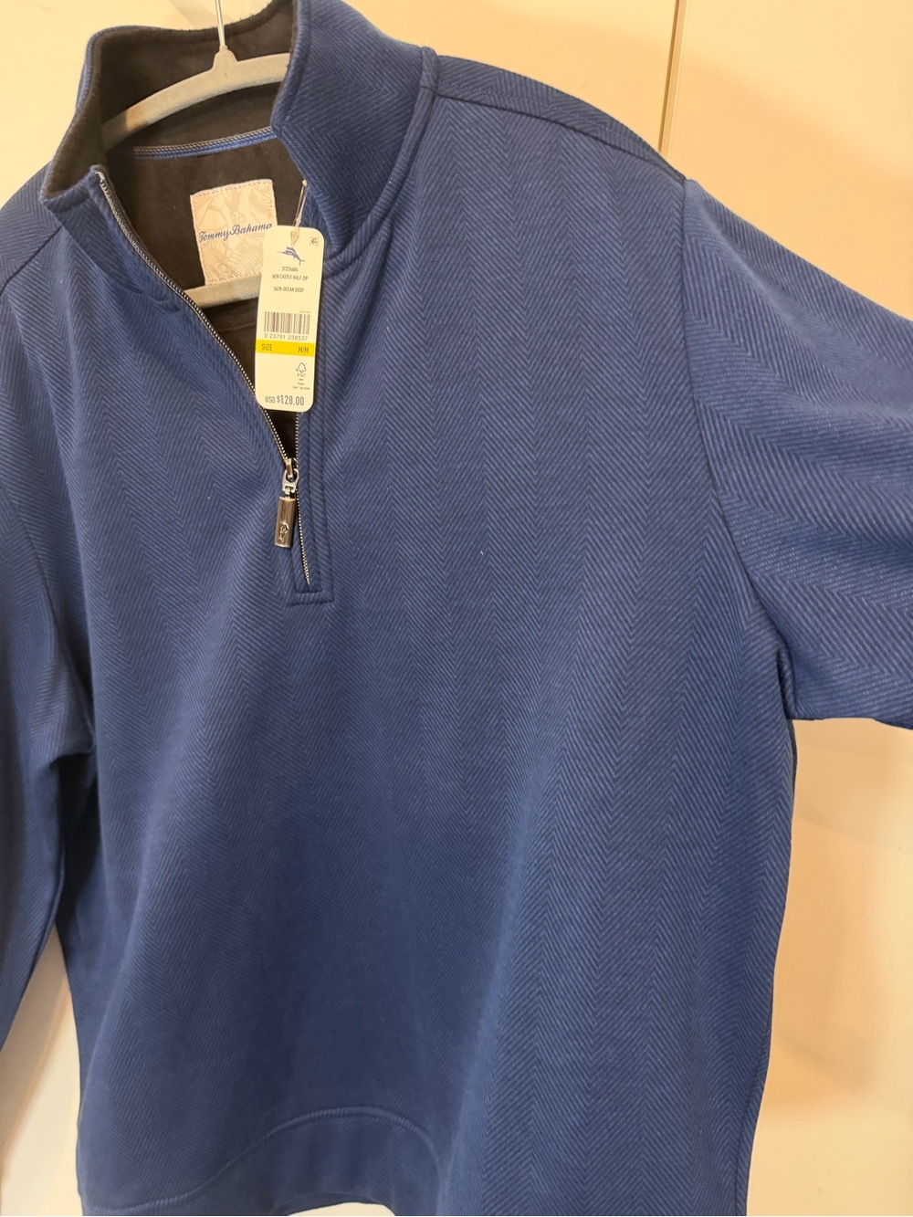 NWT Men’s Quarter-Zip Sweater Pullover - Blue SIZE MED - Picture 3 of 6